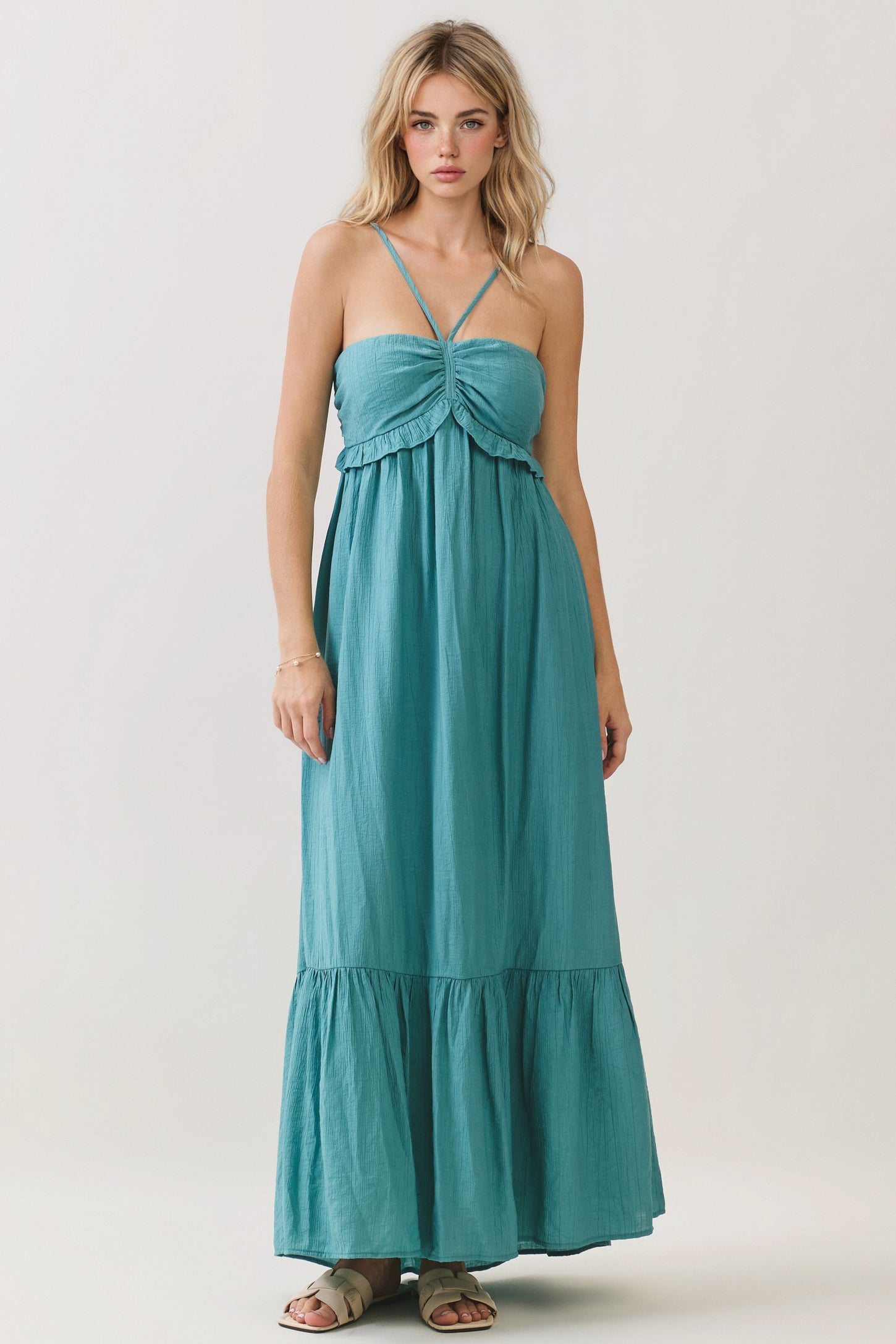 black halter plunge dress Black Halter Maxi Dress with Plunge Neck & High Slit | Backless Formal  Evening Gown for Women main image 1