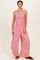 Mauve Smocked Wide Leg Adjustable Strap Jumpsuit