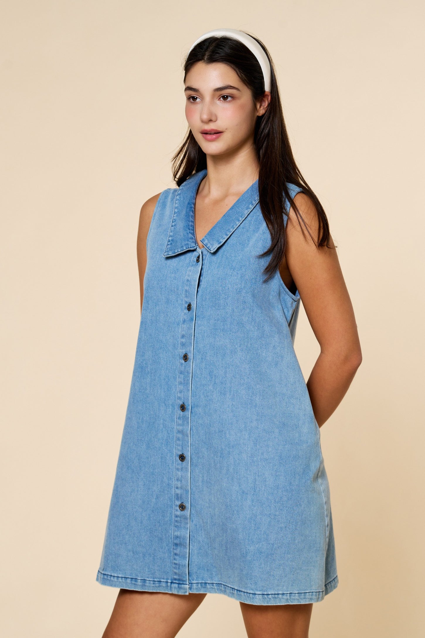Denim Button Down Mini Shirt Dress
