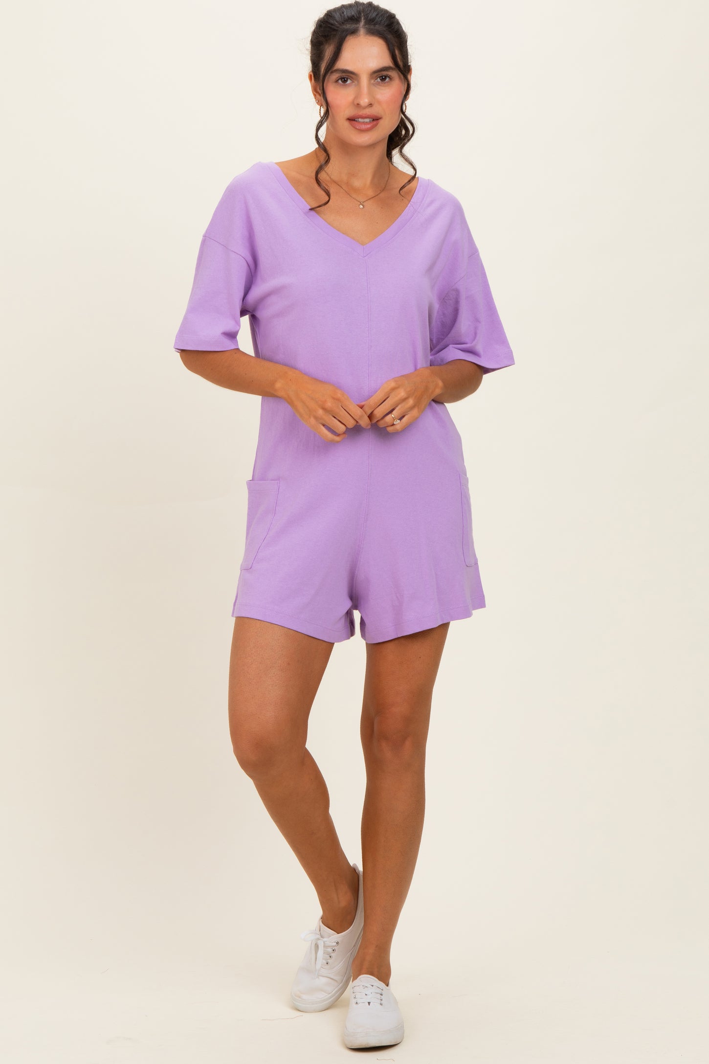 Lavender Scoop Neck Romper