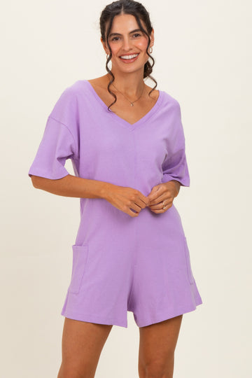 Lavender Scoop Neck Romper