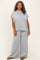 Grey Plus Raised Rib Short Sleeve Tee & Pants Set
