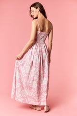 Light Pink Floral Smocked Midi Dress