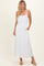 Off White Sleeveless Flower Belt Dress