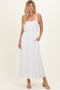 Off White Sleeveless Flower Belt Dress