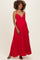 Red V-Neck Open Back Maternity Maxi Dress