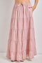 Blush Floral Drawstring Tiered Maxi Skirt