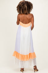 Cream Colorblock Tiered Ruffle Maternity Maxi Dress