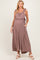 Light Mocha Ruffle Strap Maternity Wide Leg Jumpsuit