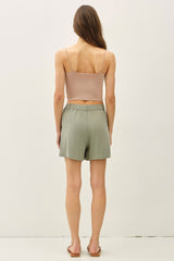 Dusty Spruce Linen Blend Shorts