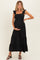 Black Ruffle Strap Smocked Maternity Maxi Dress