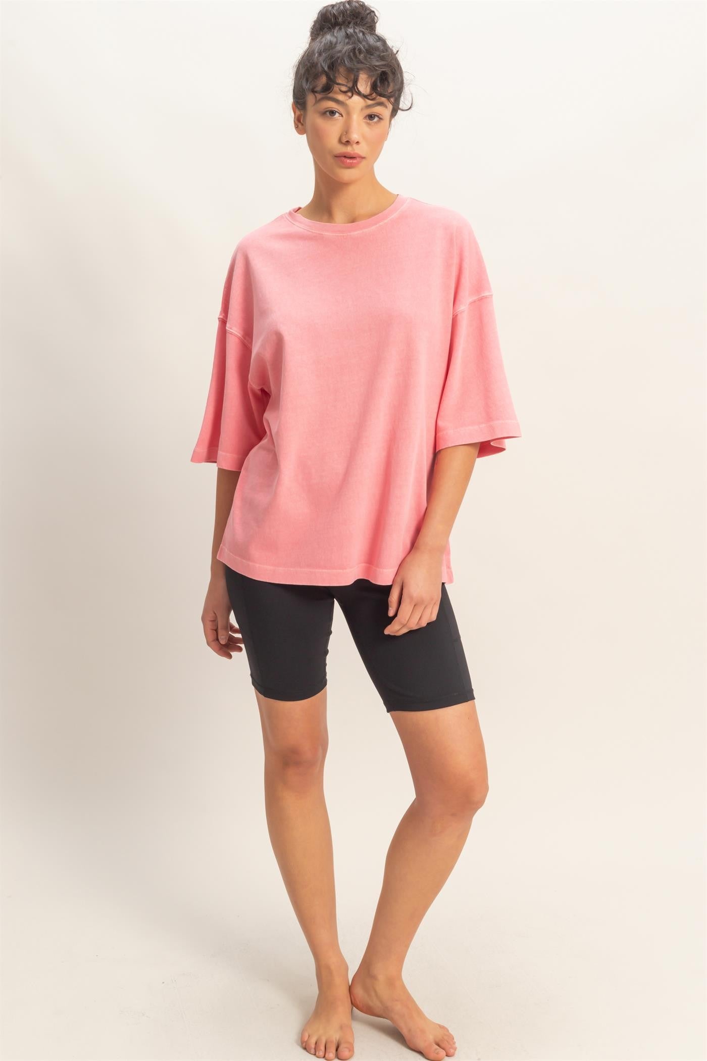 Pink Pigment Oversized Half-Sleeve T-Shirt