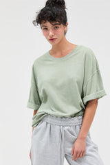 Sage Pigment Oversized Half-Sleeve T-Shirt