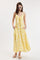 Yellow Floral Front Tie Racerback Midi Dress