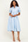 Light Blue Embroidered Midi Shirt Dress