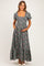 Olive Vintage Floral Smocked Puff Sleeve Maternity Maxi Dress