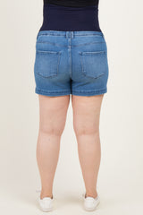 Blue Classic Wash Maternity Plus Denim Shorts