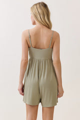 Sage Ribbed Knit Babydoll Romper