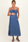 Denim Blue Solid Smocked Maternity Maxi Dress