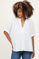 Off White Textured Stripe Oversized Maternity Blouse