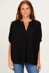 Black Textured Stripe Oversized Blouse