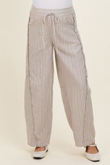 Coconut Washed Striped Maternity Pants