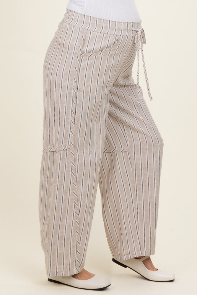 Coconut Washed Striped Maternity Pants