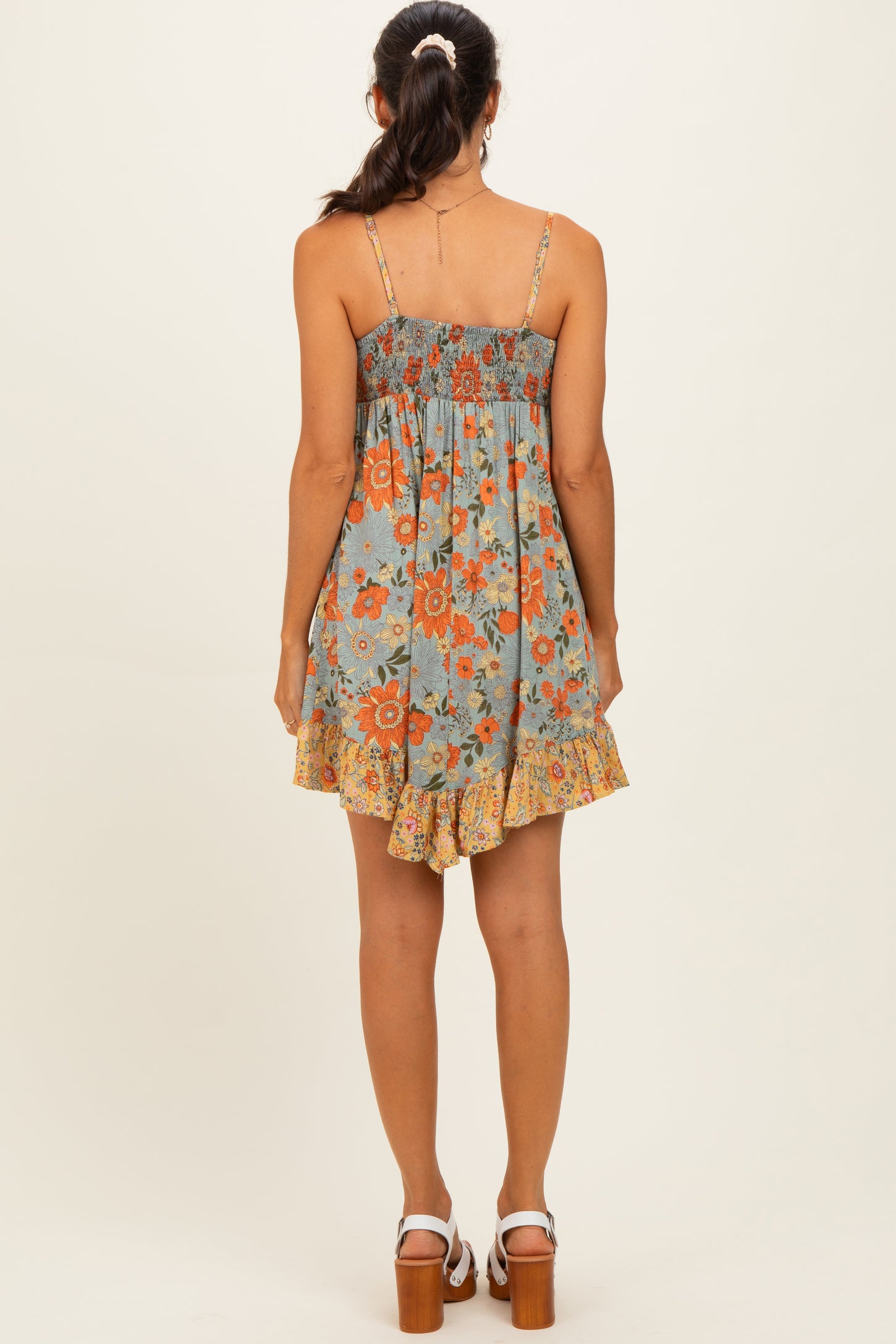 Meadow Colorblock Floral V-Neck Dress
