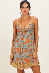 Meadow Colorblock Floral V-Neck Dress
