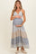 Vintage Blue Mixed Floral Lace Trim Maternity Maxi Dress