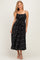 Black Polka Dot Shirred Waist Midi Dress