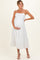 Off White Eyelet Lace Cutout Tie Back Maternity Midi Dress
