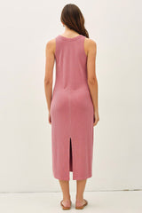 Dusty Rose Ribbed Midi Tank Dress