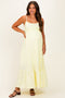 Yellow Eyelet Lace Sleeveless Ruffle Hem Maternity Maxi Dress