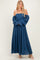 Blue Lace Floral Long Sleeve Photoshoot Gown/Dress