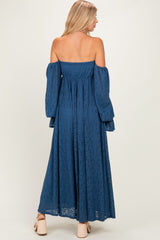 Blue Lace Floral Long Sleeve Photoshoot Gown/Dress