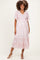 Pink Pleated Satin Smocked Maternity Midi Dress