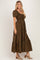 Camel Gingham Smocked Tiered Maxi Dress