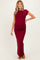 Burgundy Fitted Short Sleeve Maternity Maxi Dress