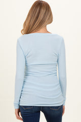 Light Blue Soft Knit Ruched Maternity Top