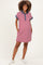 Burgundy/Cream Relaxed Fit Striped Polo Maternity Mini Dress