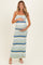 Blue Multi Striped Strapless Flare Maternity Maxi Dress