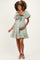 Sage Green Bow Smocked Bubble Sleeve Maternity Mini Dress