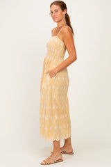 Yellow Embroidered Smocked Maxi Dress