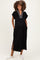 Black Striped Collared Side Slit Maternity Midi Dress