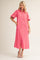 Fuchsia Side Slit Button Down Midi Dress
