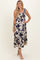 Navy Floral Smocked Tiered Midi Dress