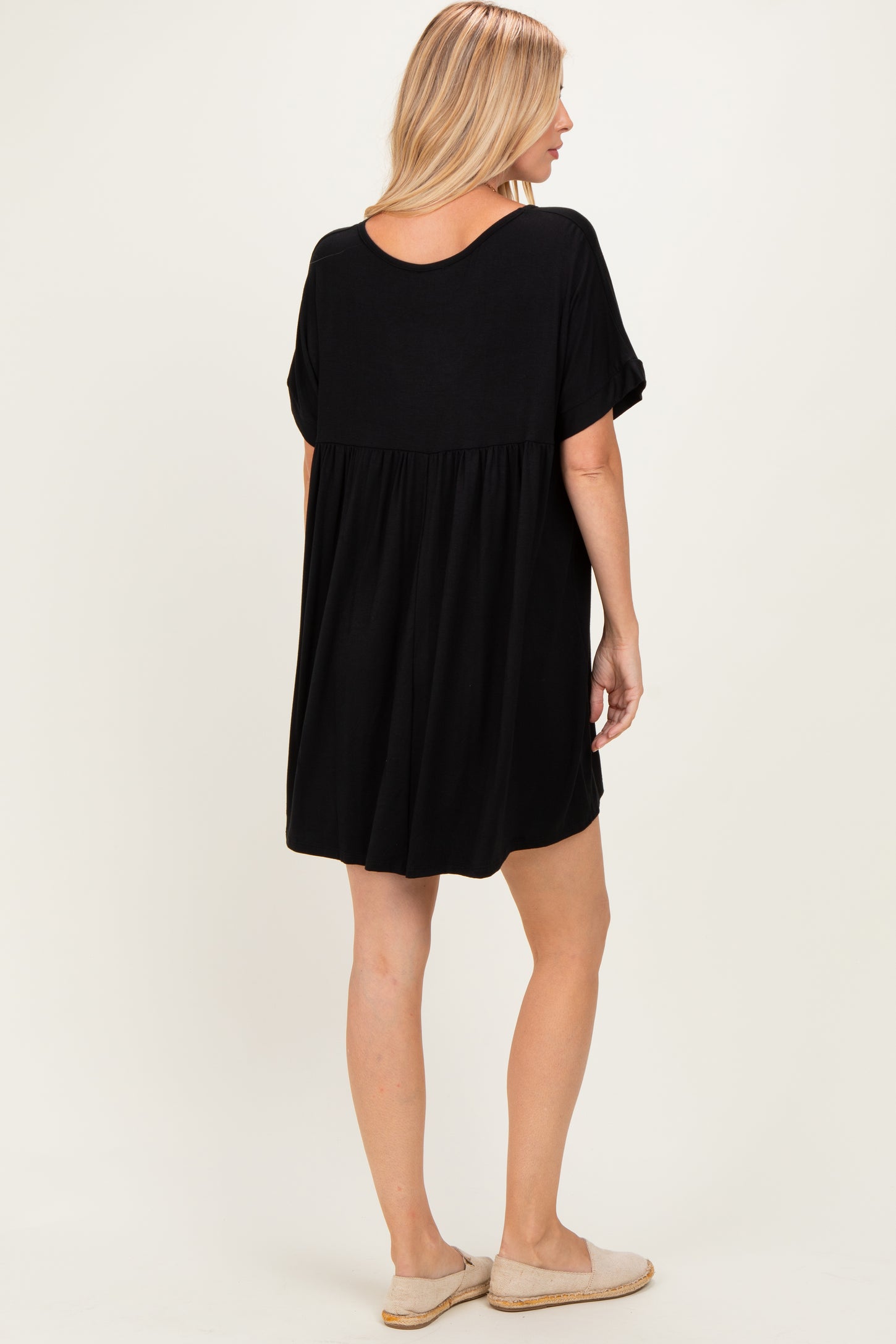 Black V-Neck Basic Dress