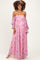 Pink Off Shoulder Long Sleeve Maternity Maxi Dress