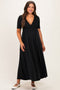 Black Short Sleeve V-Neck Maternity Maxi Dress